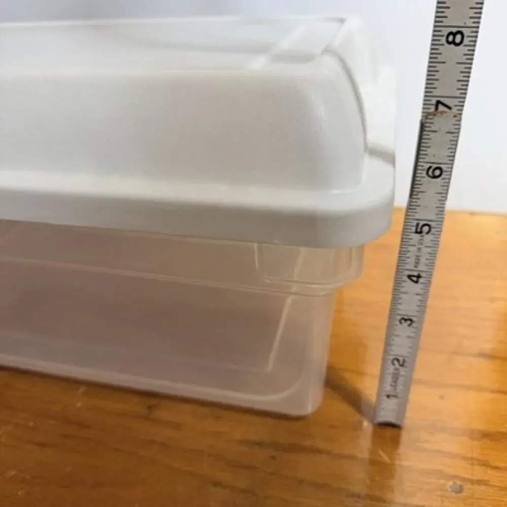 Vtg Rubbermaid High Hi Top 0135 Storage Box Tote Clear White Container Plastic